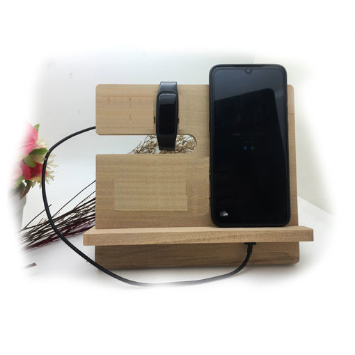 圖片 創意木質手機手錶兩用架